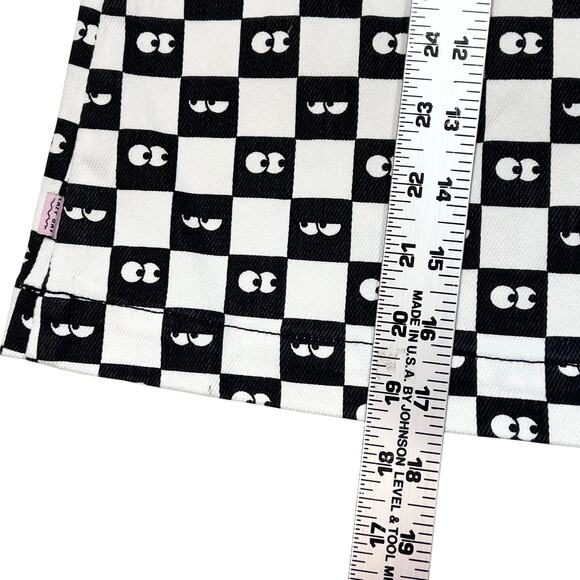 Vans Lazy Oaf Eyeball Checkered Mini Skirt XL Black White 2018 Limited Zipper - Picture 7 of 7